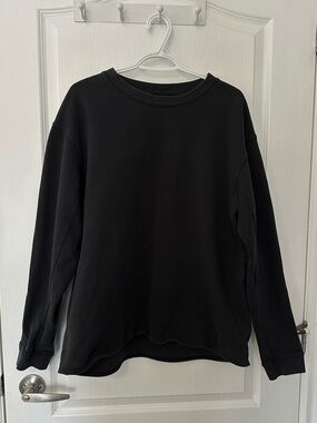 Lululemon Men Cinch French Terry Oversized Black Long Sleeve Crewneck Sweatshirt